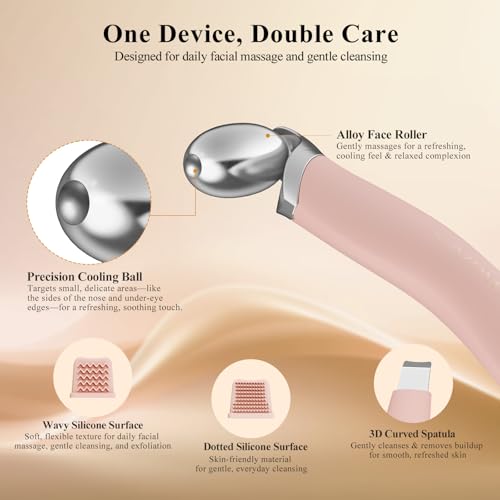 Vangines Stainless Steel Ice Roller & Facial Cleansing Brush Skincare Set