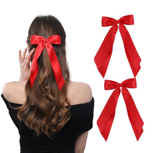 Double Layer Red Hair Bows Clips for Women & Girls - 2 PCS
