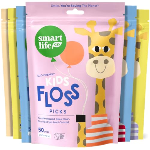 SmartLifeco Kids Floss Picks Pack of 300 Unflavored, Eco-Friendly Straw Wheat Dental Floss for Toddler Teeth, PFA & Fluoride Free, No Shred Thread