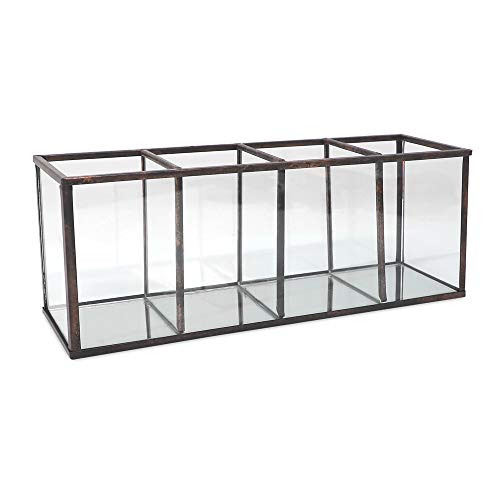 Isaac Jacobs 4-Compartment Vanity Organizer with Mirror Base - Antique Bronze