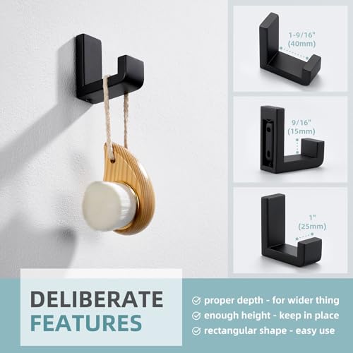 Matte Black SUS304 Stainless Steel Towel Hook for Bathroom