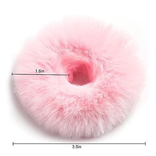 SUSULU Bright Mixed Fuzzy Faux Fur Hair Accessories - Wristband & Hair Ring Set