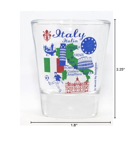 Italy Souvenir Shot Glass - EU Landmarks & Icons 5x6cm