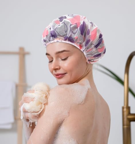 Kids Shower Cap Set - 6 Reusable Cartoon Caps for Girls