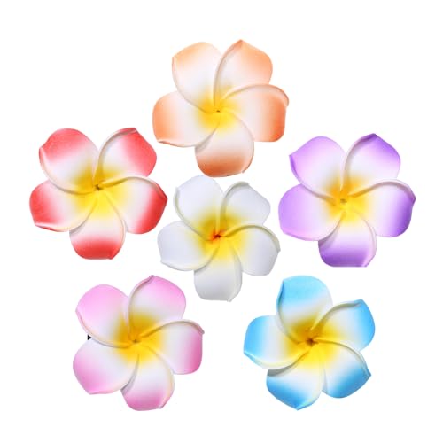 24-Pack Hawaiian Plumeria Flower Hair Clips - 7CM Durable Accessories