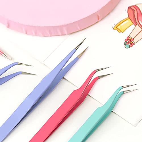 MAXLEAF 2PCS Stainless Steel Precision Tweezers Set - Straight & Curved for Eyelash Extensions, Nail Art, and Scrapbooking