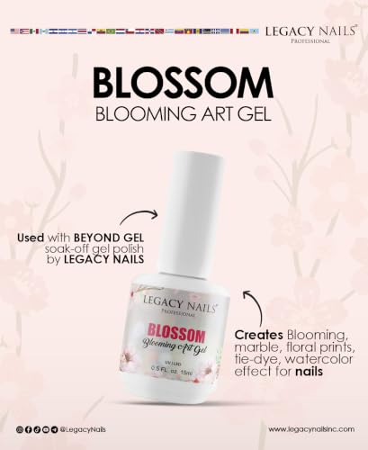 Legacy Nails Blossom Art Gel, 0.5oz Clear Blooming Gel for Nail Art