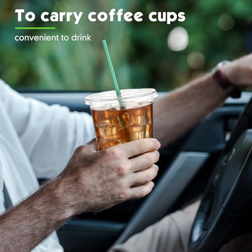 Baderke 50 Sets 16 oz Clear Plastic Cups with Lids & Straws