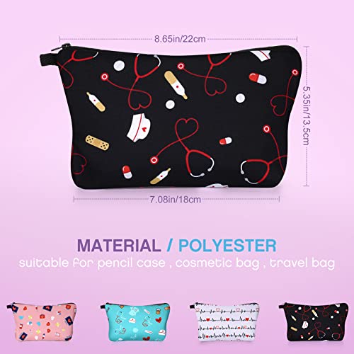 4-Piece Nurse Makeup Bag Set, Waterproof Cosmetic Pouch for Travel