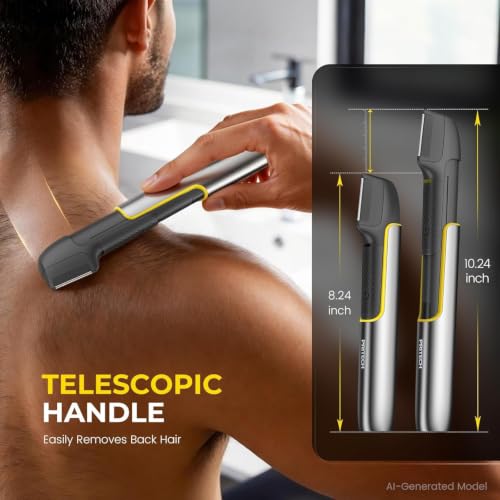 PRITECH Grey+Yellow Body & Pubic Hair Trimmer with Extendable Arm