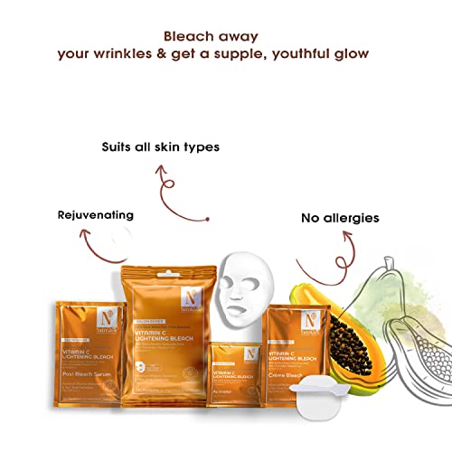 Nutriglow Advanced Organics Vitamin C Bleach for Tan Removal, and Hair Lightening (6 in 1) - 20g