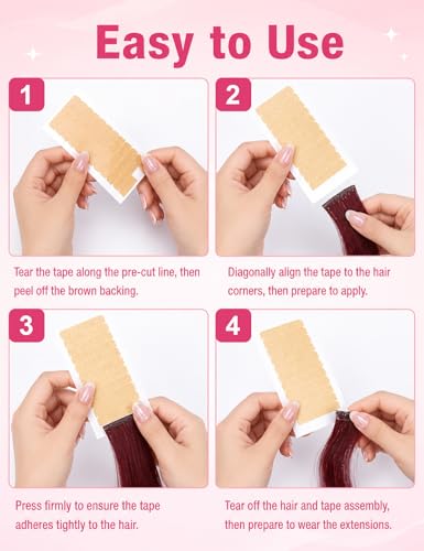 60-Pack Nude Hair Extension Tape Tabs - Precut Double-Sided Adhesive