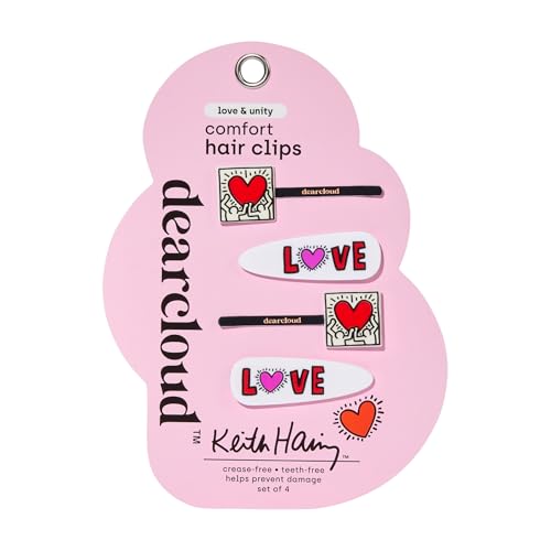 Keith Haring Crease-Free Hair Clips Set of 4 - Love & Unity Design
