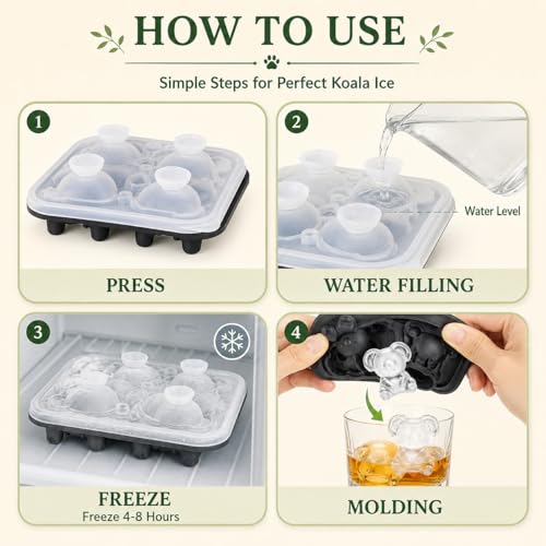 3D Koala Ice Cube Tray Mold - Fun Silicone Molds for Whiskey