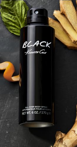 Kenneth Cole Black Body Spray for Men, Aromatic Woody Fragrance, 6.0 Fl. Oz