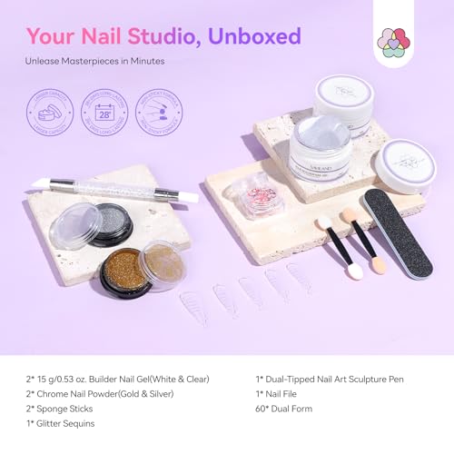 SAVILAND Non-Stick Solid Builder Nail Gel - Clear & White (Clear&White) 3D Nail Art Kit