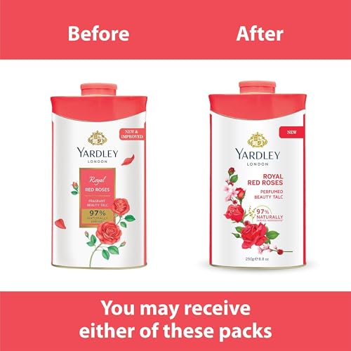 Yardley Red Rose Perfumed Talc 250 g | Delicate Scented Body Powder