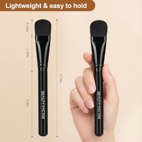BEAUTYFACTOR Black-02 Facial Mask Brush Applicator Soft Hair for Even, Mess-Free Mask Application