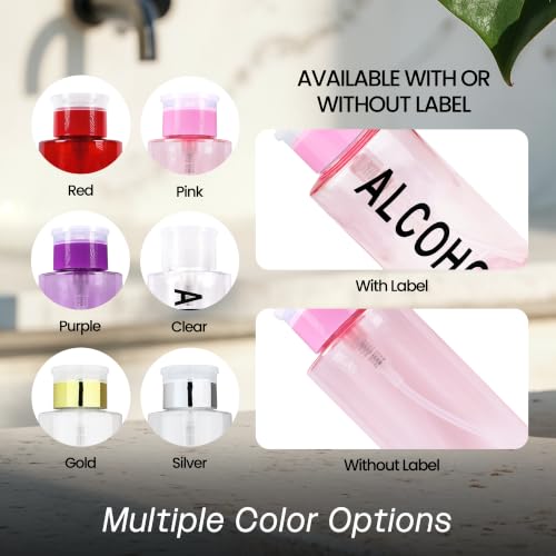 PANA 10oz Clear Push Down Pump Dispenser Bottle for Cosmetics & Nail Polish - with Flip Top Cap