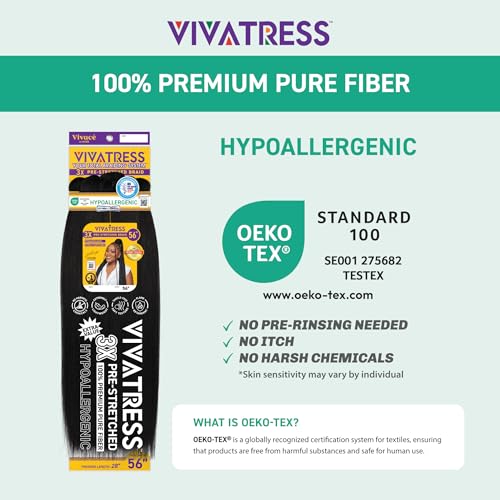 VIVACE Pre-Stretched Braiding Hair 56" - Lightweight Soft Yaki Synthetic Fiber 27/30/613 Blend