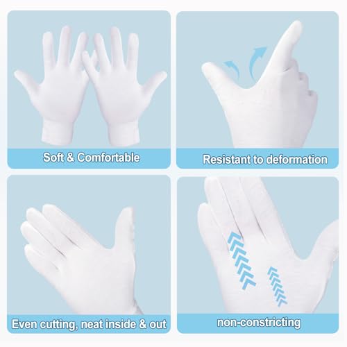 38-Pack White Cotton Gloves for Moisturizing & Eczema Care – Unisex, Soft & Disposable