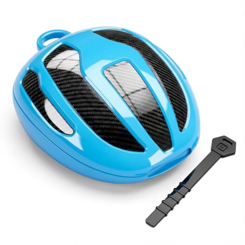 Blue Carbon Fiber Coating Extra-Large Kids Sports Mouthguard & Retainer Case with Vent Holes, Silicone Lanyard