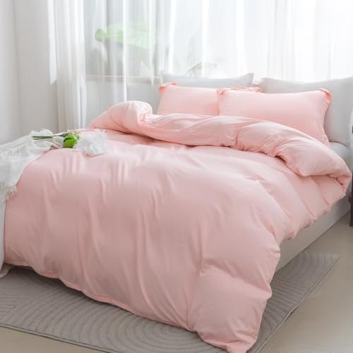 SheRest Pink Duvet Cover Set - Full Size Microfiber 3 Pieces