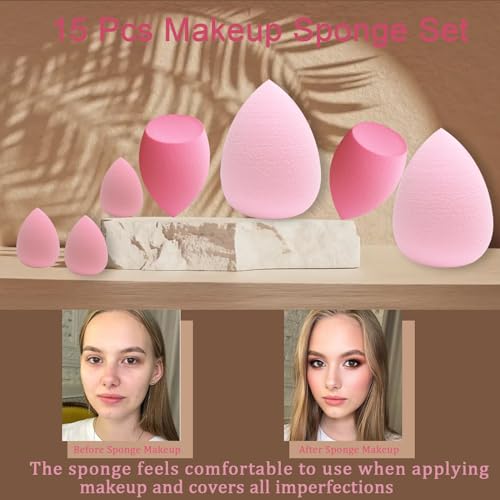 GFOUNS 15-Piece Makeup Sponge Set for Flawless Application