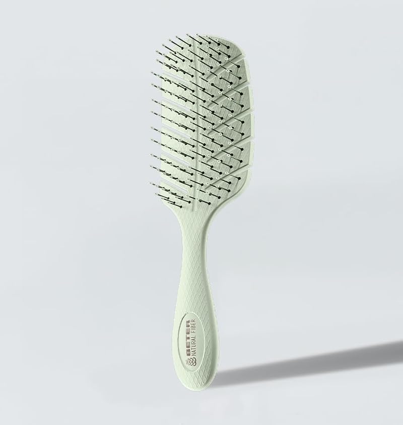 Beter Eco Detangling Hairbrush - Natural Fiber, Green, Anti-Tangle Bristles