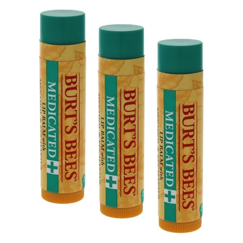 Burt's Bees Medicated Moisturizing Lip Balm with Menthol, 0.15 oz (3 Pack)