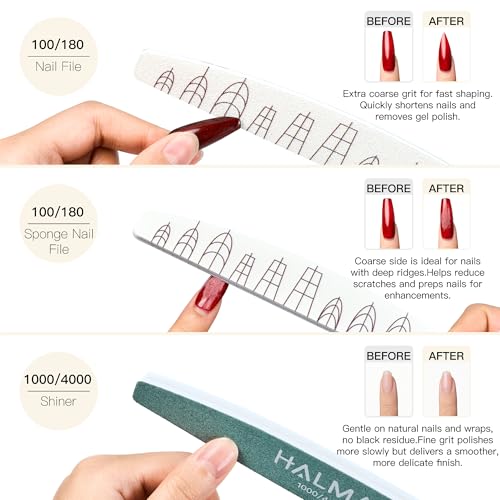 Halmai 7-Piece Professional Nail File Buffer Kit for Natural & Acrylic Nails