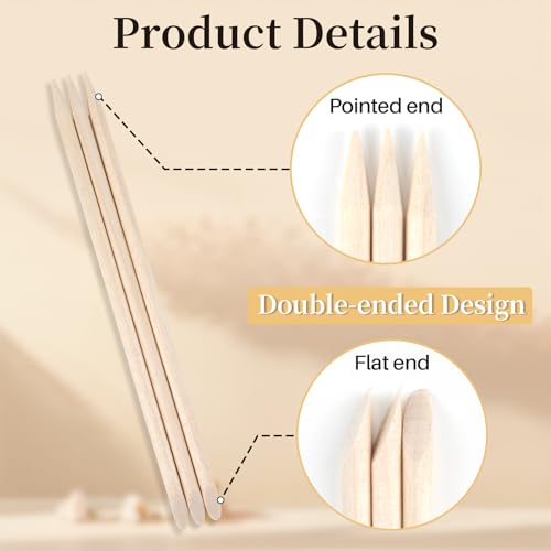 500PCS Double Sided Wooden Cuticle Pushers for Nails - RAQEHO