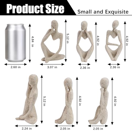 JINGIHE 3PCS Thinker Statue Set - Abstract Sandstone Resin Decor