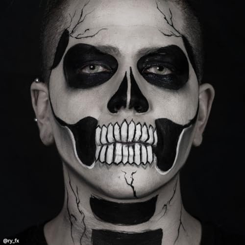 Mehron Skeleton Tri-Color Face Paint Palette - 10 Shades for Halloween