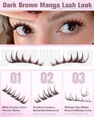 Brown Spiky Eyelash Clusters 8-14mm - Manga Effect Wispy Lashes