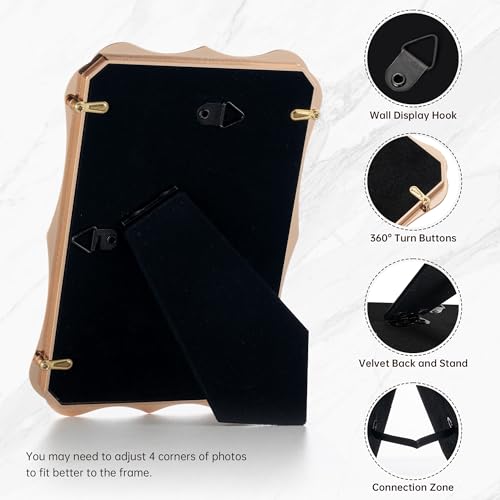Elegant 4x6 Enamel Picture Frame with Gold Metal Edge & Velvet Back