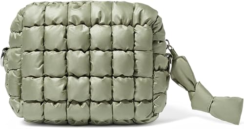 Yarnic Quilted Small Puffer Makeup Bag - Sage Green Travel Toiletry Pouch