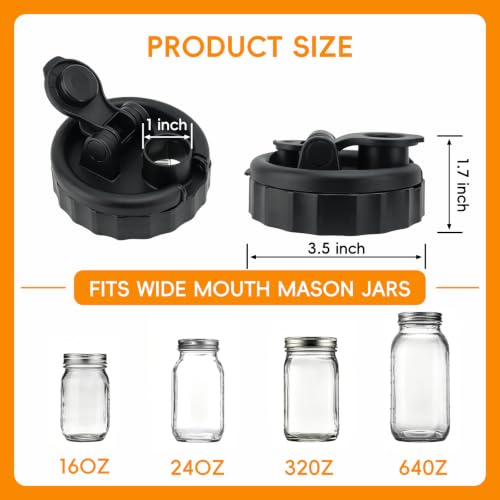 Leakproof Flip Spout Mason Jar Lids - 3-Pack for Regular & Wide Mouth Jars