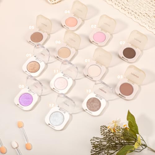 Moonlight White Matte Eyeshadow with Dual-Ended Brush | 12 Shades