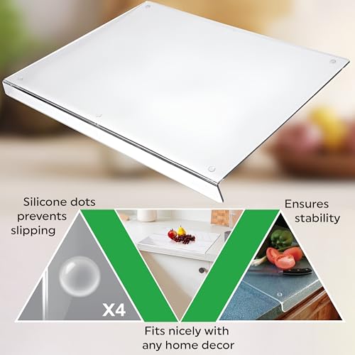 Acrylic Cutting Board with Counter Lip - Non-Slip & Durable 16x12