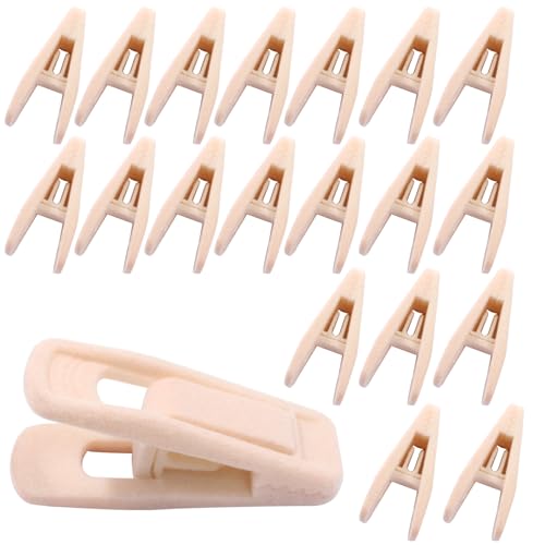Hordion 20-Pack Velvet Hanger Clips - Non-Slip Flocked Clips for Thin Clothes