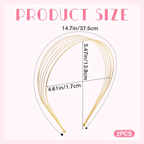 2PCS Gold Multi-Layered Metal Headbands for Women - Elegant Hair Accessories
