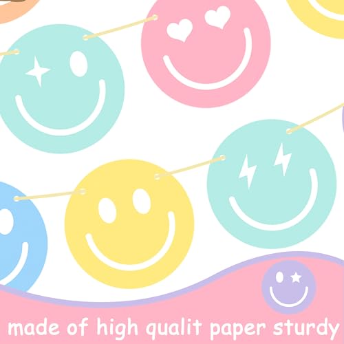 Pastel Smile Face Party Banner Decorations - 2 Pcs Macaron Theme