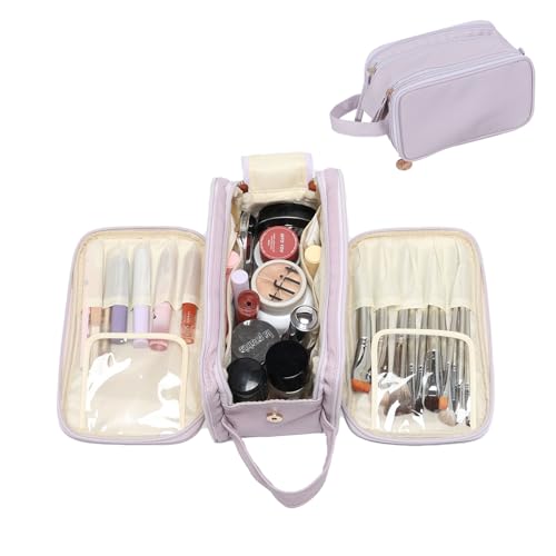 Large Travel Makeup Bag - Waterproof Cosmetic Organizer - Purple