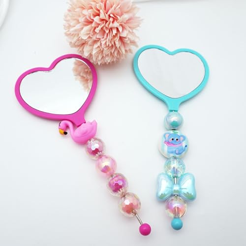 10 Pack Beadable Heart Handheld Mirrors - DIY Personalized Travel Mirrors