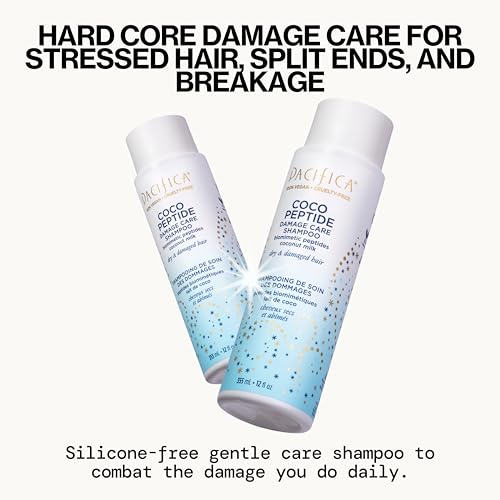 Pacifica Coco Peptide Damage Care Shampoo & Conditioner Set - 20 Fl Oz, Repair & Strengthen Damaged Hair, Vegan, Sulfate-Free