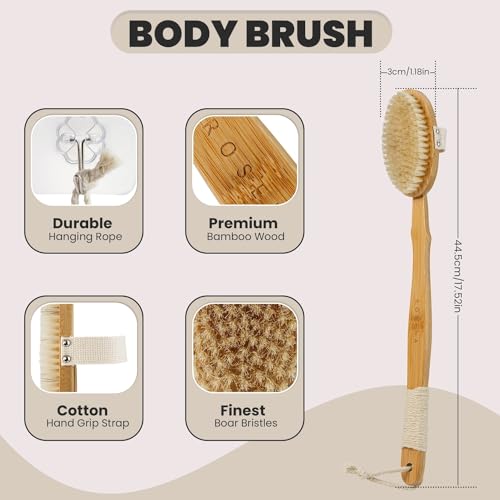 Lymphatic Drainage Dry Brush Set - Body & Face Brushes with Natural Bristles