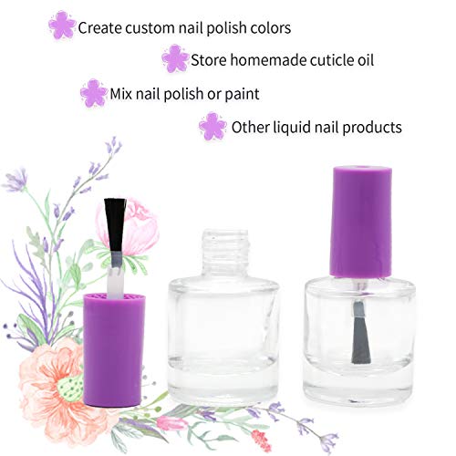 GTHER 20PCS 8ML Empty Nail Polish Bottles with Brush, Funnels & Mixing Balls