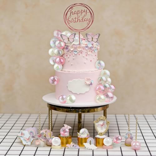 61PCS Bubble Ball Cake Toppers for Birthday & Wedding Decor