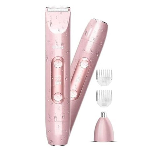 Ufree Bikini Trimmer Women Electric Razors Dual Head, Pubic Body Hair Trimmer Electric Shaver for Face, Legs, Arm, Rechargeable Lady Shaver Waterproof, Summer Grooming Kit